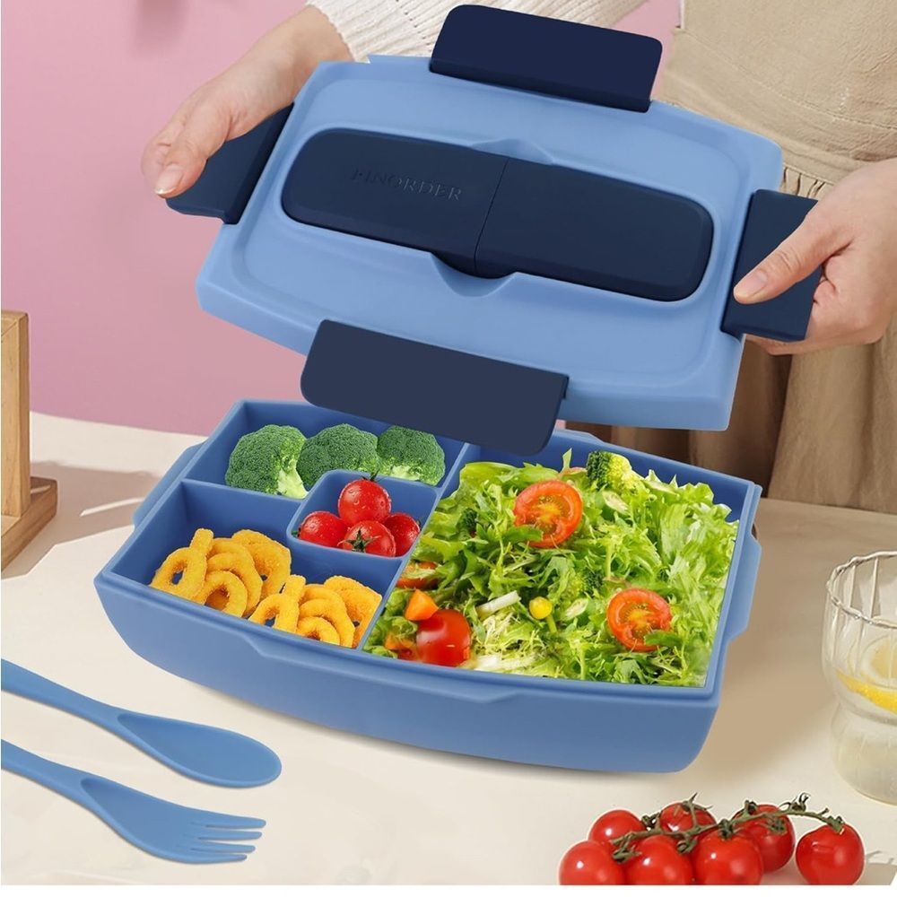 100% Leak Proof Bento Lunch Box Microwave& Dishwasher Safe 38oz (Air Blue)
